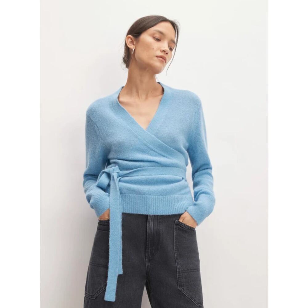 EVERLANE Alpaca Wrap Sweater Heritage Blue Long Sleeve Women's XS